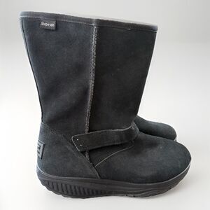 Skechers Shape Ups Avalanche Toning Boots Size 10 Black Suede Faux Fur Lining